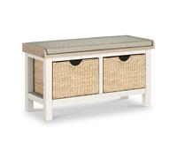 Farro Basket Coconut Storage Bench With Washed Oak Top - Fully Assembled - By Roseland Furniture