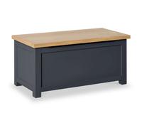Farro Charcoal Ottoman Blanket Box - Painted With Oak Top - Fully Assembled By Roseland Furniture