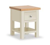 Farro Cream 36Cm Lamp Side Table With Drawer - Painted With Oak Top - Fully Assembled By Roseland Furniture