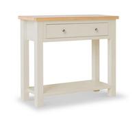 Farro Cream Console Table With Drawer - Painted With Oak Top - By Roseland Furniture