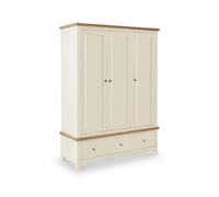 Farro Cream Triple Wardrobe With 2 Drawers - By Roseland Furniture