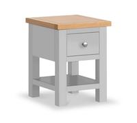 Farro Grey 36Cm Lamp Side Table With Drawer - Painted With Oak Top - Fully Assembled By Roseland Furniture