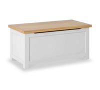Farro Grey Ottoman Blanket Box - Painted With Oak Top - Fully Assembled By Roseland Furniture