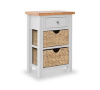 Farro Grey Telephone Table With Baskets - Painted With Oak Top - Fully Aseembled By Roseland Furniture