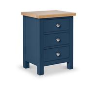 Farro Navy Blue Bedside Table - Fully Assembled 3 Drawer Cabinet - By Roseland Furniture