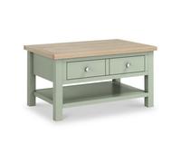 Farro Sage Coffee Table With Washed Oak Top - By Roseland Furniture