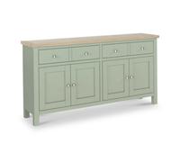 Farro Sage Extra Large Sideboard With Washed Oak Top - Fully Assembled - By Roseland Furniture