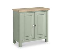 Farro Sage Mini Cupboard With Washed Oak Top - Fully Assembled - By Roseland Furniture