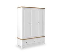 Farro White Triple Wardrobe With 2 Drawers - By Roseland Furniture