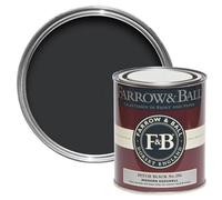 Farrow & Ball Modern Pitch Black No.256 Eggshell Paint, 750Ml