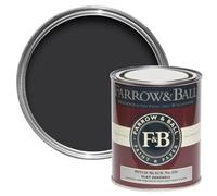 Farrow & Ball Pitch Black No.256 Flat Eggshell Topcoat Paint, 750Ml Tin