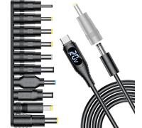 FARSENSE Universal Laptop DC Charger Replacement kit,Round Barrel 100W PD Trigger Cable with 10 Connector and Display Voltage for Sony/Samsung/Acer/Asus/Lenovo/Dell/HP Laptop,Etc Charging