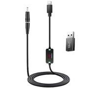 FARSENSE USB C to DC Adapter,Barrel PD Trigger Cable(3.3ft) with USB A to USB C Tips/3.5x1.35mm Tips,USB to DC Power Cable can Switching and LED Display Voltage