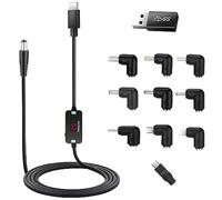 FARSENSE USB C to DC Adapter, PD Trigger Cable (1.5m) with 10 Connecor, USB to DC power cable can switch voltage by keypress and support display voltage