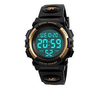 Farsler Kids Digital Sports Watch 50M Waterproof Luminous Alarm Clock Wrist Watch for Boys Girls, Gold, Strap