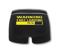 Fart Loading Mens Boxers - Novelty Funny Rude Joke Humour Crude Buffering Trump Wind Gas Bum Birthday Father's Day Underwear Boxer Shorts Trunks Gift Present (Large, Black Prime)
