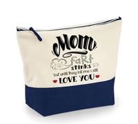 Fart Stinks but Until They Kill Me I Still Love You, Funny Mother's Day Gift, Travel Bag, Girl Makeup Bag, Canvas Accessory Bag. (Natural Navy, L)