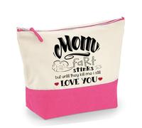 Fart Stinks but Until They Kill Me I Still Love You, Funny Mother's Day Gift, Travel Bag, Girl Makeup Bag, Canvas Accessory Bag. (Natural True Pink, L)