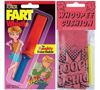 Fart Whistle & Whoopee Cushion Set Classic Noise Pranks Retro Practical Joke Party Bad Filler Xmas Christmas Stocking Filler Gift Trick Jokes