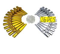 Fartime 26Pcs Metal Gold And Silver Kazoos With 20Pcs Kazoo Flute Diaphragms,Musical Instruments,Good Gift for Kids,A Good Companion for Ukulele, Violin, Guitar,Piano Keyboard.