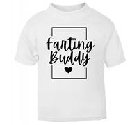 Farting Buddy Statement [BBY5] Short Sleeve Cotton Toddler t Shirt, 2-3 Years, White