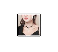 Faruodis Crystal Wedding Necklace Earrings Set Bridal Rhinestone Pendant Necklace Sets Marquise Chain Jewelry for Women (Black)