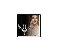 Faruodis Crystal Wedding Necklace Earrings Sets Vintage Rhinestone Pearl Strands Pendant Necklace Bridal Faux Pearl Beads Tassels Jewelry Sets for Women