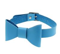 Faruodis Leather Bow Choker Necklace Punk Bowknot Collar Necklace Chain Jewelry for Women (Blue)