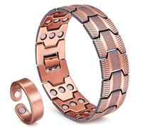 FARYODI Men's Copper Bracelet, Three Ultra Strong Magnets, Copper Bracelet, Male Design, Pure Copper Magnetic Bracelet, Copper Jewellery, Adjustable Length with Size Adjustment Tool, Eine Grösse