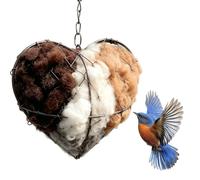 FARYODI Nesting Material for Birds, Handmade Bird Nest in Heart Shape Made of Alpaca Fibre, Refillable Bird House Nesting Box, Provides Shelter Nesting Material for Birds