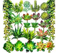 FARYODI Pack of 19 Fake Artificial Plants Home Accessories Decoration, Green Artificial Plant, Small Succulent Artificial Carnivorous Plants, Home Decoration, Hallway Wall Decoration, Garden (Green