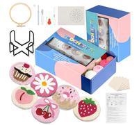 FARYODI Punch Needle Set for Beginners, DIY Punch Needle Embroidery Beginners, Embroidery Kit Handmade & Crochet Set with Pattern, Yarn, Embroidery Hoop and Instructions, Gift for Adults Children