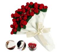 FARYODI Rose Bouquet Blanket, Diameter 110 cm, Handmade 68-Rose Blanket, Rose Blankets, Romantic Crochet Flowers Blanket, Gift for Valentine's Day, Mother's Day and Birthday for Women (Red)