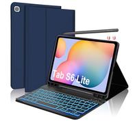 FARYODI Samsung Tab S6 Lite Case -7 Color Backlit Keyboard for Tab S6 Lite 10.4" 2022/2020 Case - Wireless Bluetooth Detachable - Pencil Holder - Auto Sleep/Wake - Blue