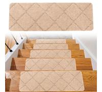 FARYODI Stair Mats Self-Adhesive Pack of 15 | Stair Mats Stair Mat Reusable Stair Masses for Stairs Made of Wood, Tiles and Marble (55 x 19 cm)
