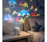 FARYODI Starry Sky Projector, Dynamic Rotating LED Projector with Ocean Projection, Projector Night Light, Brightness Adjustable, USB-C Battery for Bedroom, Living Room