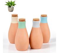 FARYODI Terracotta Watering Balls, 400 ml, Self-Watering Balls for Indoor Plants and Balcony Boxes, Bottle Shape, Root Zone Watering, Ceramic, Less Water Loss, 7.5 x 7.5 x 16.3 cm, Pack of 4