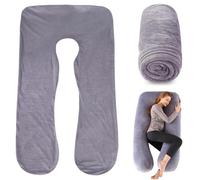 FARYODI U-shaped Full Body Maternity Pillow Replacement Cover, 140 x 80 cm Pillowcase for Pregnant Women & Nursing Pillow, 100% Cotton, Removable & Machine Washable, Skin-Friendly, Breathable (Grey)