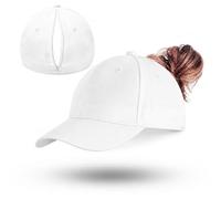 FARYODI Women's Ponytail Cap Magnetic Braids Cap Women Summer with High Messy Bun, Adjustable Baseball Cap Unisex Pony Cap for Ponytail & Bun, White, One Size