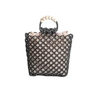 FARZI Handbag Woven Bag Wooden Bead European and American Retro Style Free Inner Bag Hollow Ethnic Style Tote