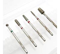 FASAKI 3/32" 5pcs Nail Drill Heads Nail Drill Bits Sanding Shaft Cuticles Cleaning for Electric File For Manicure Pedicures - Easy To Sand WithOut Sanding Bands Size Corse Diamond Cross Cut （Sliver）