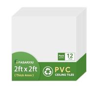 Fasarxiu 24"x24" White Drop Ceiling Tiles Waterproof High-Grade PVC Ceiling Tiles 2x2 Fire-Rated - Easy Drop-in Installation - Case of 12 (48 sq. ft.)