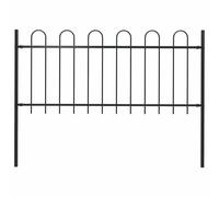 Fasba Black Powder-Coated Steel Garden Fence Panel with Posts - 180x130cm, Decorative Security Barrier Model144929