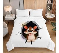 Fasbuy 3D Animal Quilted Bedspreads, Soft Blanket, Lightweight Bed Throws, Coverless Duvet for Sofa Bed, Reversible Summer Quilted All Season Single Double King Size (Mouse,230x260cm)