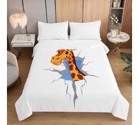 Fasbuy 3D Animal Quilted Bedspreads, Soft Blanket, Lightweight Bed Throws, Coverless Duvet for Sofa Bed, Reversible Summer Quilted All Season Single Double King Size (Giraffe,230x280cm)