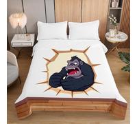 Fasbuy 3D Animal Quilted Bedspreads, Soft Blanket, Lightweight Bed Throws, Coverless Duvet for Sofa Bed, Reversible Summer Quilted All Season Single Double King Size (Black Orangutan,180x220cm)