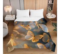 Fasbuy 3D Butterfly Quilted Bedspreads, Soft Blanket, Lightweight Bed Throws, Coverless Duvet for Sofa Bed, Reversible Summer Quilted All Season Single Double King Size (Butterfly 05,220x240cm)