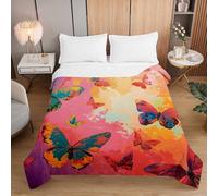 Fasbuy 3D Butterfly Quilted Bedspreads, Soft Blanket, Lightweight Bed Throws, Coverless Duvet for Sofa Bed, Reversible Summer Quilted All Season Single Double King Size (Butterfly 06,220x240cm)