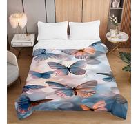 Fasbuy 3D Butterfly Quilted Bedspreads, Soft Blanket, Lightweight Bed Throws, Coverless Duvet for Sofa Bed, Reversible Summer Quilted All Season Single Double King Size (Butterfly 03,200x230cm)