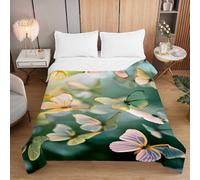 Fasbuy 3D Butterfly Quilted Bedspreads, Soft Blanket, Lightweight Bed Throws, Coverless Duvet for Sofa Bed, Reversible Summer Quilted All Season Single Double King Size (Butterfly 04,230x260cm)